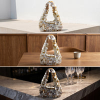 Shell Handbag Textured Beaded Handbag Compact for Evening Events, Parties