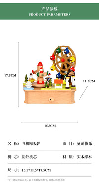 Hexagonal Ferris Wheel Music Box Wooden Craft Gift for Birthday Valentine's Day