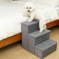 3 Pieces Foldable Pet Stairs Non-Slip Storage Pet Steps 2-in-1 Dog Stair for Small Dogs, Home