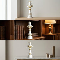 Chess Statue with Pedestal Gold Chess Figurine Decorative for Mantel, Bookshelf