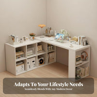 Space-Saving L-Shaped Desk with Shelves Multi-Functional L-Shaped Table with Storage Spacious Work Surface Corner Workstation Sturdy Construction for Apartment Dwellers, Telecommuting Workers, Professionals, Bedroom, Gaming Room