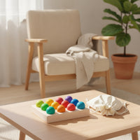 Natural Color Matching Toy with Storage Bag Smooth Color Sorting Board with Balls Educational Wooden Matching Board with Balls Fine Motor for Classroom