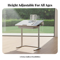 Rolling Adjustable Study Table with light Ergonomic Design children's Furniture