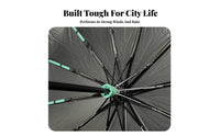 Windproof Sun and Rain Umbrella Black Vinyl Coating Automatic Travel Umbrella Protection UPF 50+ for Men, Commuters