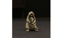 Figurine Brass-Colored Groundhog Statue Miniature Sculpture for Desk