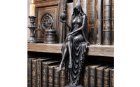 Decorative Hooded Figure Statue Dark Fantasy Gothic Statue Detailed Sculpture Freestanding for Goths, Book Lovers, Bookshelf, Mantel, Reading Nook