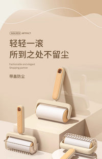 粘毛器沾满滚筒可撕式卷纸刷家用衣服头发床上清洁强力粘猫毛神器 岩石灰手柄+3卷纸【共180撕】