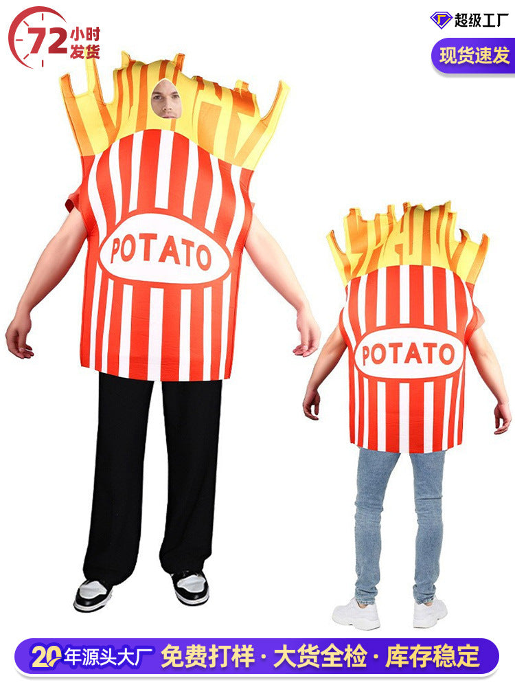 Halloween French Fries Food Cosplay Popcorn Role-Playing Funny Costume Cross-Border Potato Composite Sponge Clothing