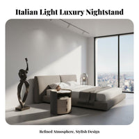 Italian-Inspired Cylindrical Bedside Table with Drawer Luxury Feel Bedroom Furniture Round Shape Nightstand Elegant Design for Homeowners, Adults, Students, Living Room, Office