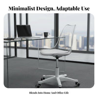 Clear Rolling Chair Height Adjustable Task Seating Minimalist Design for Bedroom