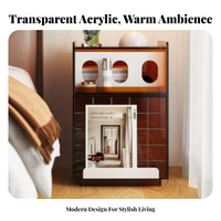 Rippled Door Cabinet Transparent structure Nightstand adaptable Placement for Bedroom