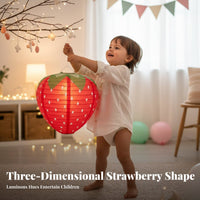 3D Strawberry Paper Lantern, Oval Shape, Children's DIY Party Foldable