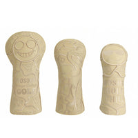 3 Pieces Golf Club Head Covers Vintage-Retro-Themed PU Cover Snug Fit Headcover for Golfers