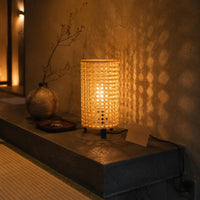 Rattan Table Lamp Black Base Home Lighting Adjustable 3 Colors