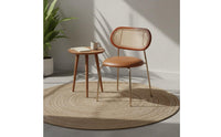 Easy to Match Rattan Dining Chair Rustic Rattan Back Chair Vintage Dining Seat for Guesthouse, Restaurant, Cafe