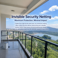 Transparent Protective Netting, Steel Fall Prevention Net for Window, Balcony & Banister, Silver-Grey Metallic Mesh Protection Net