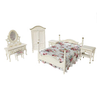 ILAND 1:12 Scale Wooden Dollhouse Bedroom Furniture Set