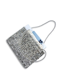 Vintage Silver Metallic Handwoven Beaded Tote Bag