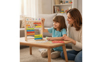 Arithmetic Learning Frame Preschool Bead Counting Frame with Cards Wooden Abacus Colorful Toy Hands-on for Preschoolers
