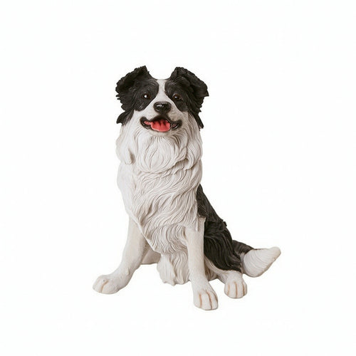 Resin Dog Sculpture Hand-Painted Dog Figurine Carved Ornament for Tabletop, Entryway