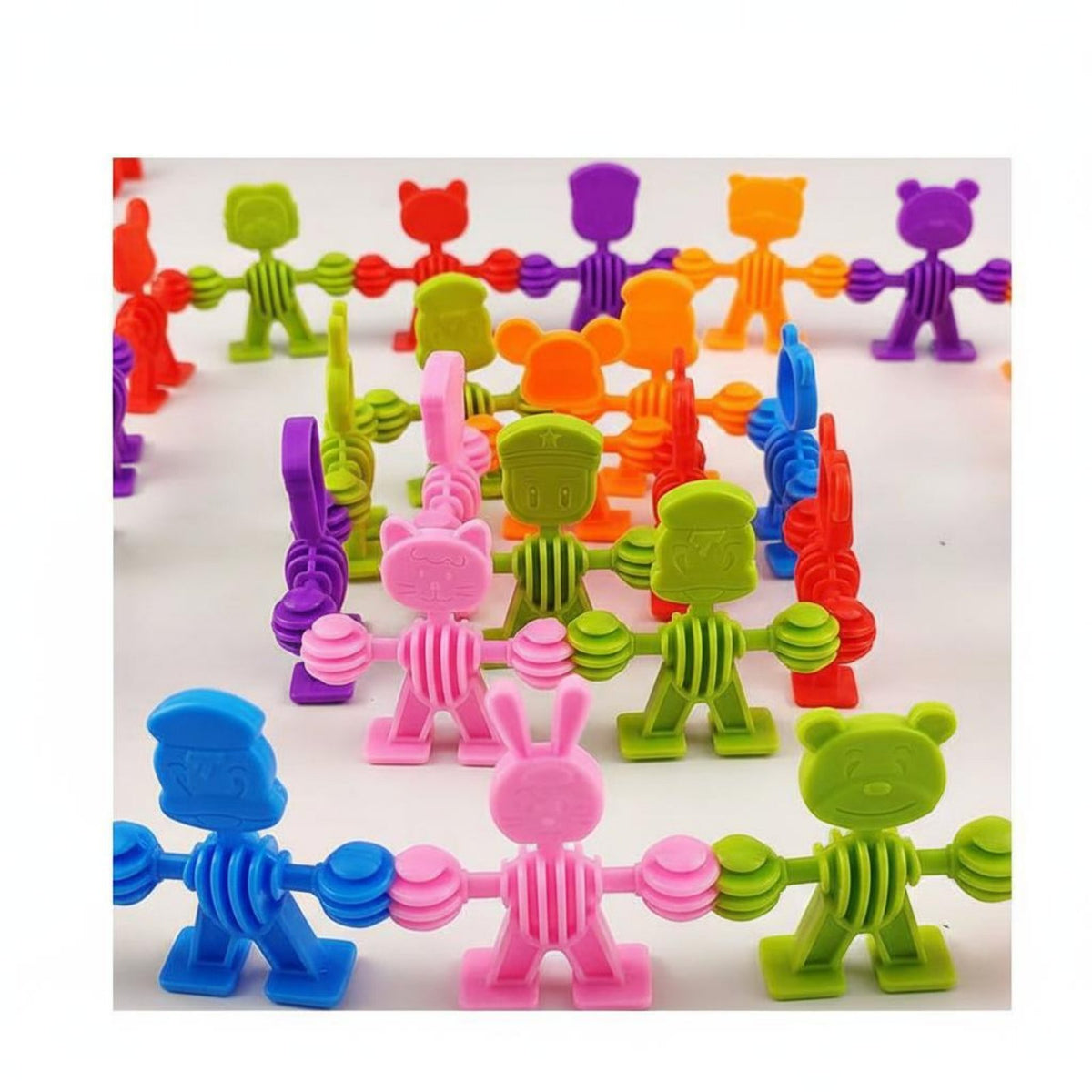 Colorful Design Creature Character Stacking Blocks Screen Non-Digital Stackable Creature Blocks STEM Learning for Preschoolers, Toddlers