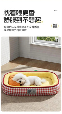 狗窝护颈可拆洗四季通用中小型犬狗睡垫睡窝加厚带枕头狗床跨境