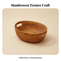 Woven Fruit Basket Sturdy Structure Round Wicker Basket Minimalist Woven Rattan   Tray for Washroom
