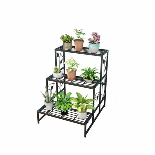 3-Tier Step Planter Holder Indoor & Outdoor Use 3-Tier Ladder Rack for Gardeners