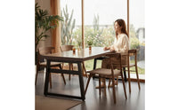 Black Rectangular Dining Table Stable Dining Table with Steel Frame Modern Furniture Rustic for Kitchen, Cafe