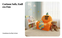 Cartoon Creature Shapes Convertible Flipexpandable Sofa Foldable Convertible Flipexpandable Lounger Soft and Comfy children's Furniture High-Density Foam Filling for Toddlers, Parents, Reading Corner, Playroom, Nursery, Daycare