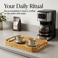 Bamboo Serving Tray with Metal Handle