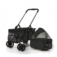 Pet Stroller with Detachable Carrier Dry Dog Pram Convenient for Travel