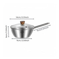 Stainless Steel Bowl with Handle Lightweight Korean Style Ramen Bowl Internal Measurement Markings Small Pot for Solo Diners