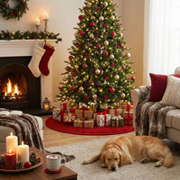 18 Inch Christmas Tree Base Cover Festive Atmosphere Knitted Tree Skirt Soft Yarn Holiday Decoration for Decorators, Office Workers, Tabletop, Home, Living Room, Easter, Xmas