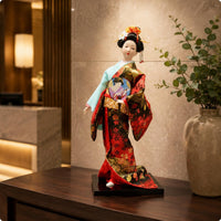 Traditional Japanese Figurine Rectangular Base Japanese Doll Upright Pose Collectible Figure