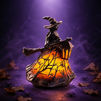 Halloween Witch Lamp Cutout Pattern Resin Witch Lamp USB Powered