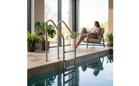 Stainless Steel Swimming Pool Ladder with Handrails Rust-Resistant Pool Ladder with Handrails Cylindrical Reinforced for Backyard Pools