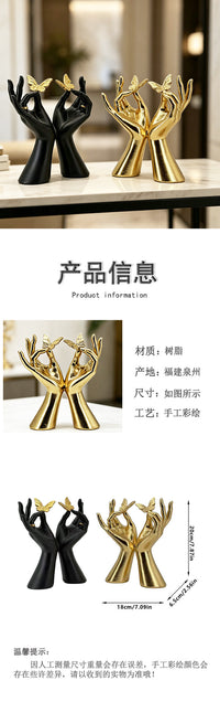 Gold Butterfly Resin Figurine for Living Room