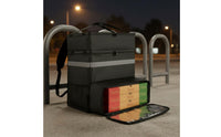Portable Insulated Pizza Delivery Bag Waterproof Large Capacity Thermal Food Carrier Reflective Strips for Caterers, Picnics