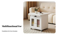 Transformable Coffee-to-Dining Table Height-Adjustable Wheeled Mobile Table Piece Table versatileUse Easy Assembly