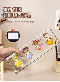 泡泡玛特透明亚克力展示架手办收纳防尘柜子popmart公仔盲盒乐高 【⭐加大加高】白色单排2个装-可叠加【送防倒胶】