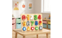 Preschool Wooden Puzzle with Animal Faces Child-Centered Math Puzzle Screennon-Digital Math Learning Board Colorful for Preschoolers, Kids