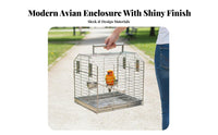 Stainless Steel Bird Enclosure Cage Rust-Resistant Portable Parrot Carrier Easy to Clean Portable Winged Transit Cage for Outdoor