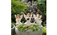 3 Pieces Winged Floral Ornament Pick Set Outdoor Use Resin Angel Plant Stake Mini Size Garden Ornament for Gardeners, Planter