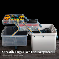 3-Tier Folding Tool Case Transparent Lid 3-Tier Cantilever Toolbox Sturdy