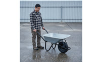 Wheelbarrow with Metal Tub Rubber Wheelbarrow Easy to Steer for Landscapers