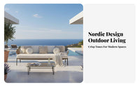 4 Pieces Waterproof 4-Piece Rope-Weave Sofa Set externaldoor Furniture Nordic Design Garden Furnishings All-Weather for Villa Owners, Hotel Managers, Terrace, Sunroom, Balcony, rearyard