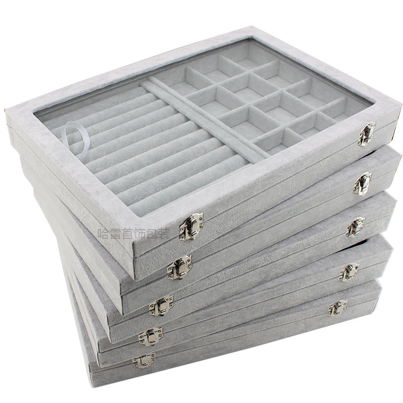 Medium/Large Jewelry Box with Lid, Ice Flower Velvet, for Necklaces, Rings, Earrings, Bracelets, Storage and Display