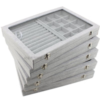 Medium/Large Jewelry Box with Lid, Ice Flower Velvet, for Necklaces, Rings, Earrings, Bracelets, Storage and Display