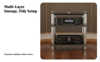 Shock-Absorbing High-Fidelity Amplifier Stand Adjustable Feet Vibration Isolation Rack Sturdy and Long-Lasting Multi-Tier Audio Component Shelf Heavy Duty for Audiophiles, Home Theater, Listening Room